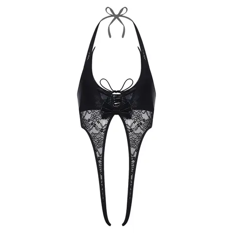 Men Sissy Bodysuit Male Cross-dressing Costume Sexy Open Crotch Cutout Jumpsuit Lingerie Nightwear for Nightclub Couple Games