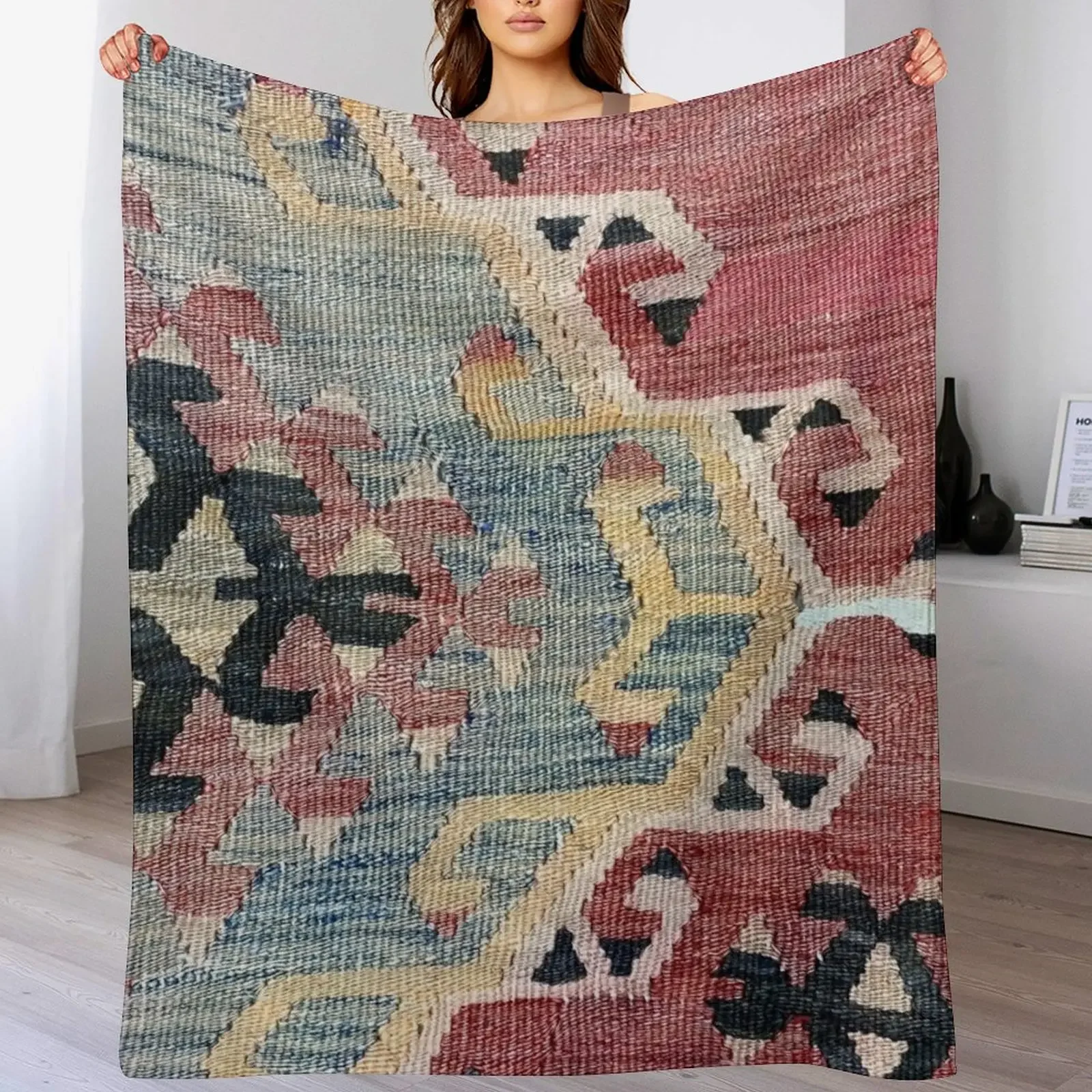 

Bohemian Kilim, Navaho Weave, Woven Textile, Persian Carpet Throw Blanket christmas gifts Soft Tourist cosplay anime Blankets
