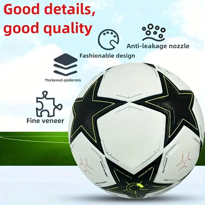 كرة قدم عالية الجودة مقاس 5 للشباب/الكبار لكرة القدم، مقاومة للاهتراء، مرونة عالية، التصاق حراري سلس، كرة الدوري #2