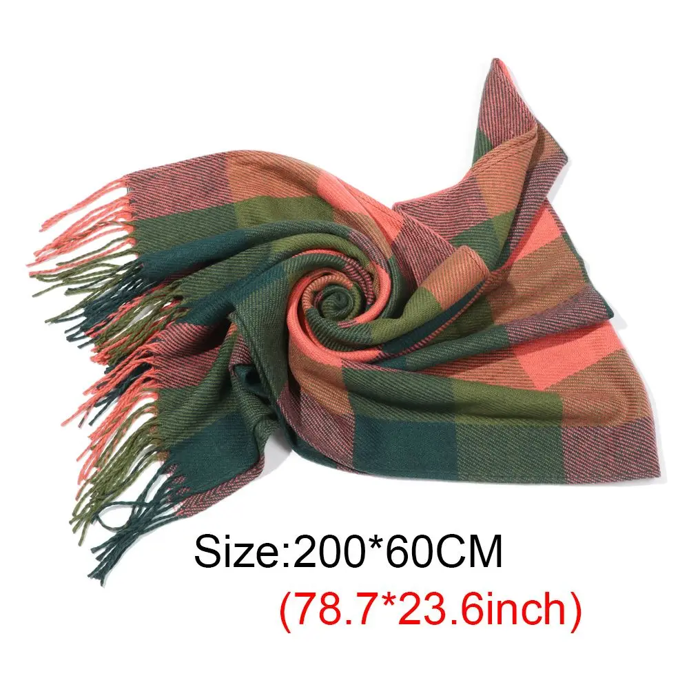 Wide Lattices Scarf Knitted Plaid Scarves Autumn Winter Cashmere Shawl Wrap  Long Shawl Wrap Blanket Warm Tippet