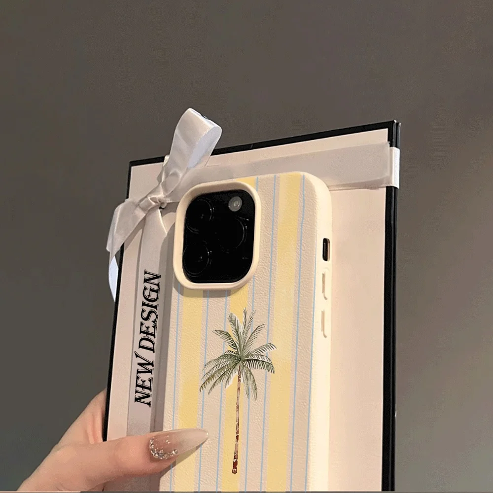 Koreanischer Stil Sommer Strand Kokospalmen Handyhülle für iPhone 17 16 15 14 13 12 11 Pro Max Plus X XR Silikon Matt Weiche Hülle – Detail 3