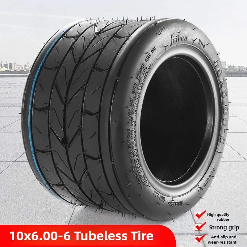 

10x6.00-6 Tubeless Tires for Mini Electric Vehicles Wide Upgrade Tires for Compact E-Bikes Puncture-Proof Construction