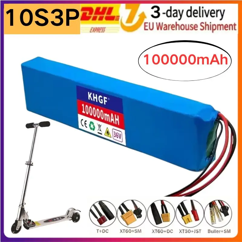 Image of 10S3P 36V Akkupack 18650 Lithium-Akku, geeignet für Xiaomi M365 Elektroroller-Akku + 42V Ladegerät