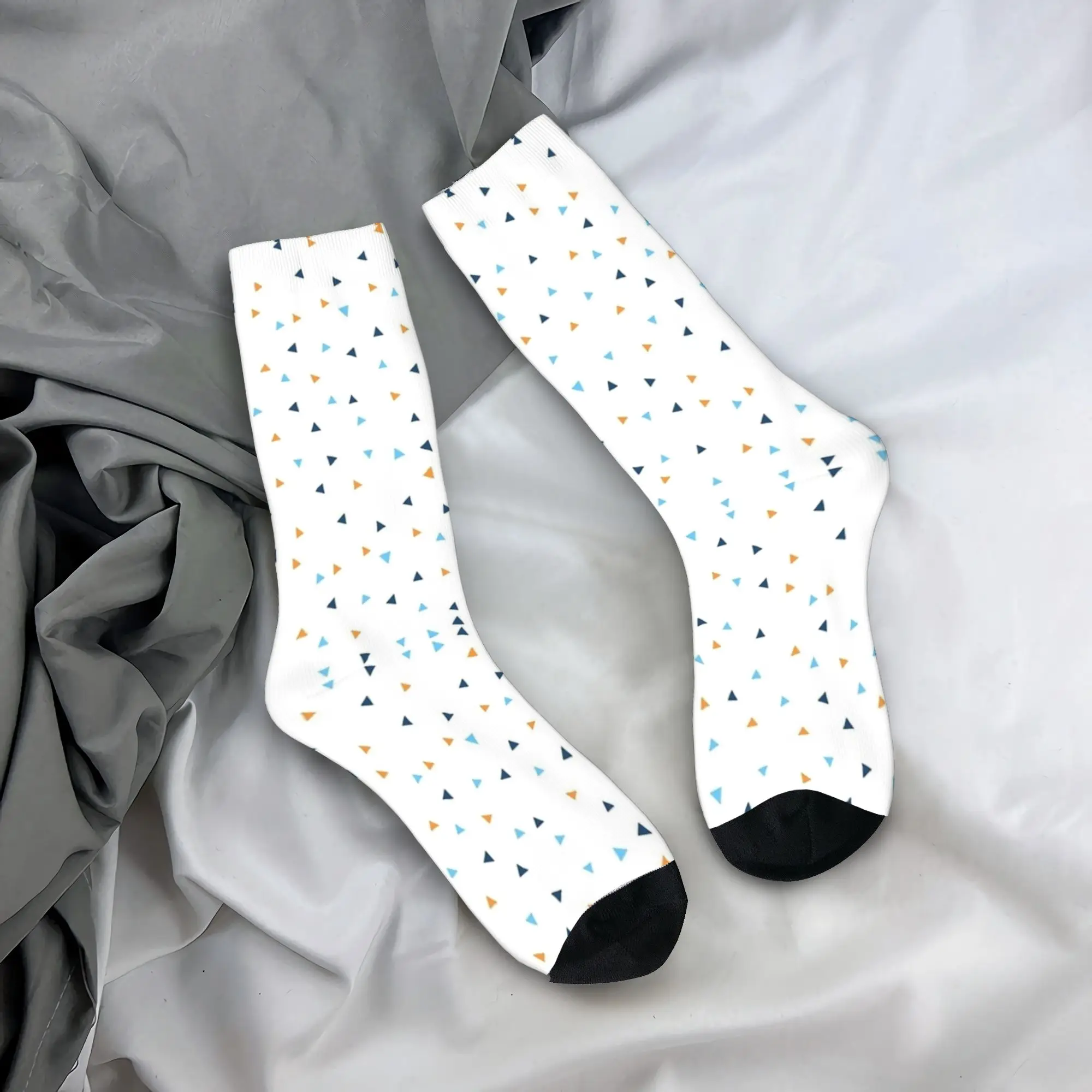 Colorful Geometric Triangle Abstract Orange Shapes Minimalist Modern Dress Socks Non Slip Stockings Men's Sports Winter Socks