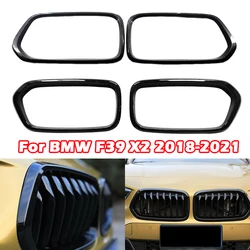 For BMW F39 X2 2018 2019 2020 2021 Carbon Fiber/Gloss Black Car Car Front Grille Frame Cover Trim 51712455246 51712455247