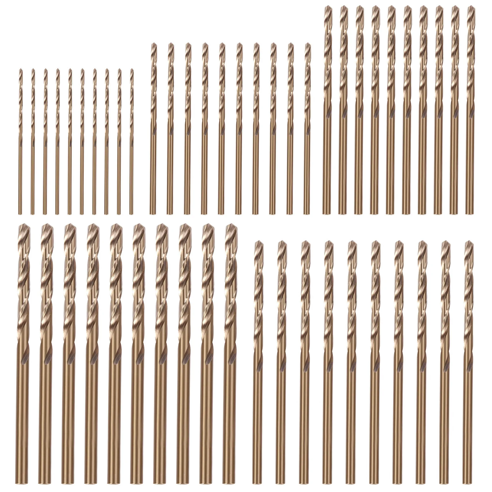 50 szt. Narzędzia Drillforce M35 zestaw wierteł kobaltowych, zestaw wierteł Hss-Co 1-3 mm, do wiercenia stali hartowanej, żeliwa i stali nierdzewnej