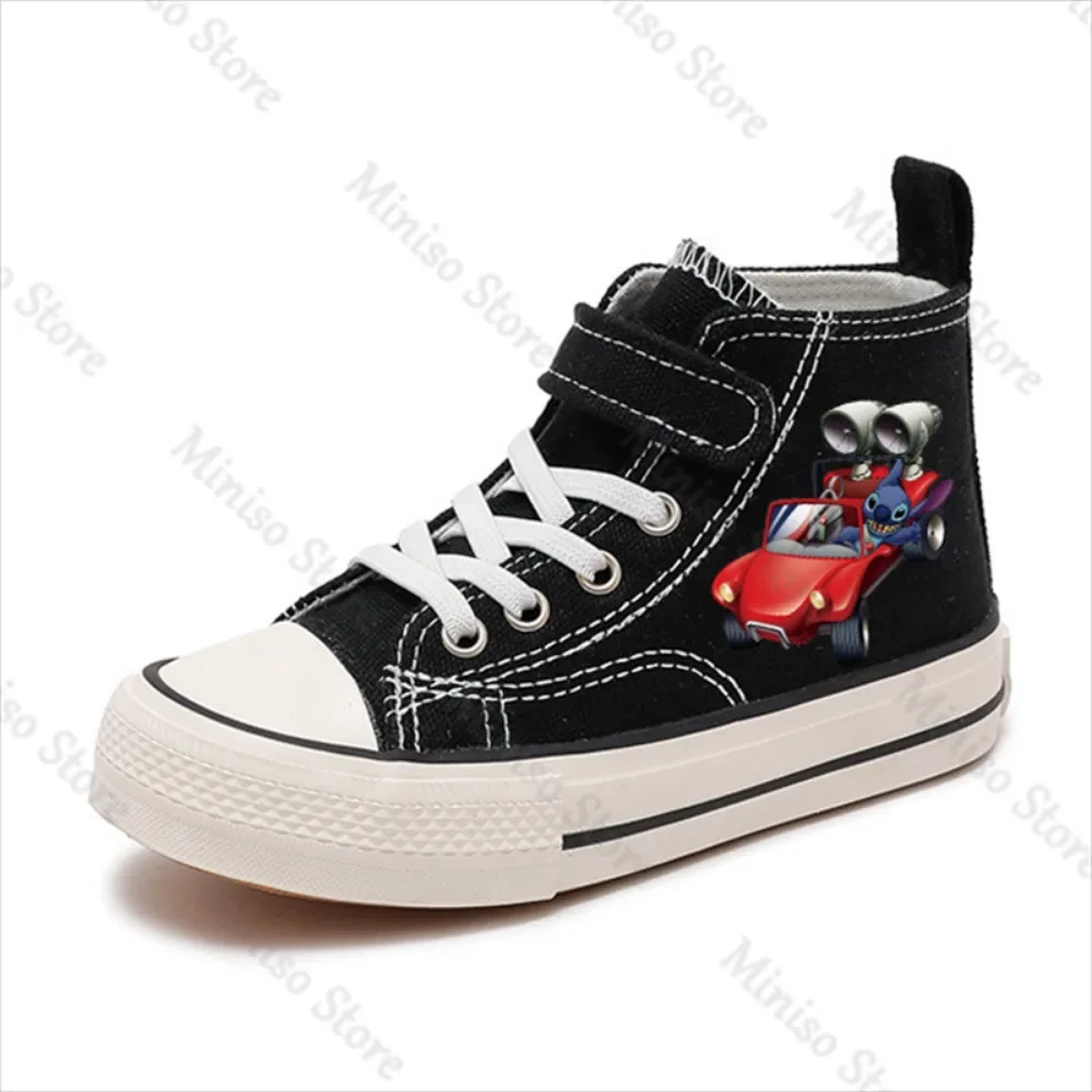 Chaussures de sport montantes CAN o Stitch pour enfants, toile de dessin animé Disney, chaussures confortables décontractées, chaussures de tennis imprimées pour enfants, toutes saisons, garçons et filles