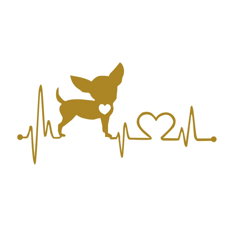 Chihuahua Heartbeat Dog Car Sticker PVC Waterproof Dog Tattoo Decal, 20 Colors Optional Size Customizable Auto Window Exterior D
