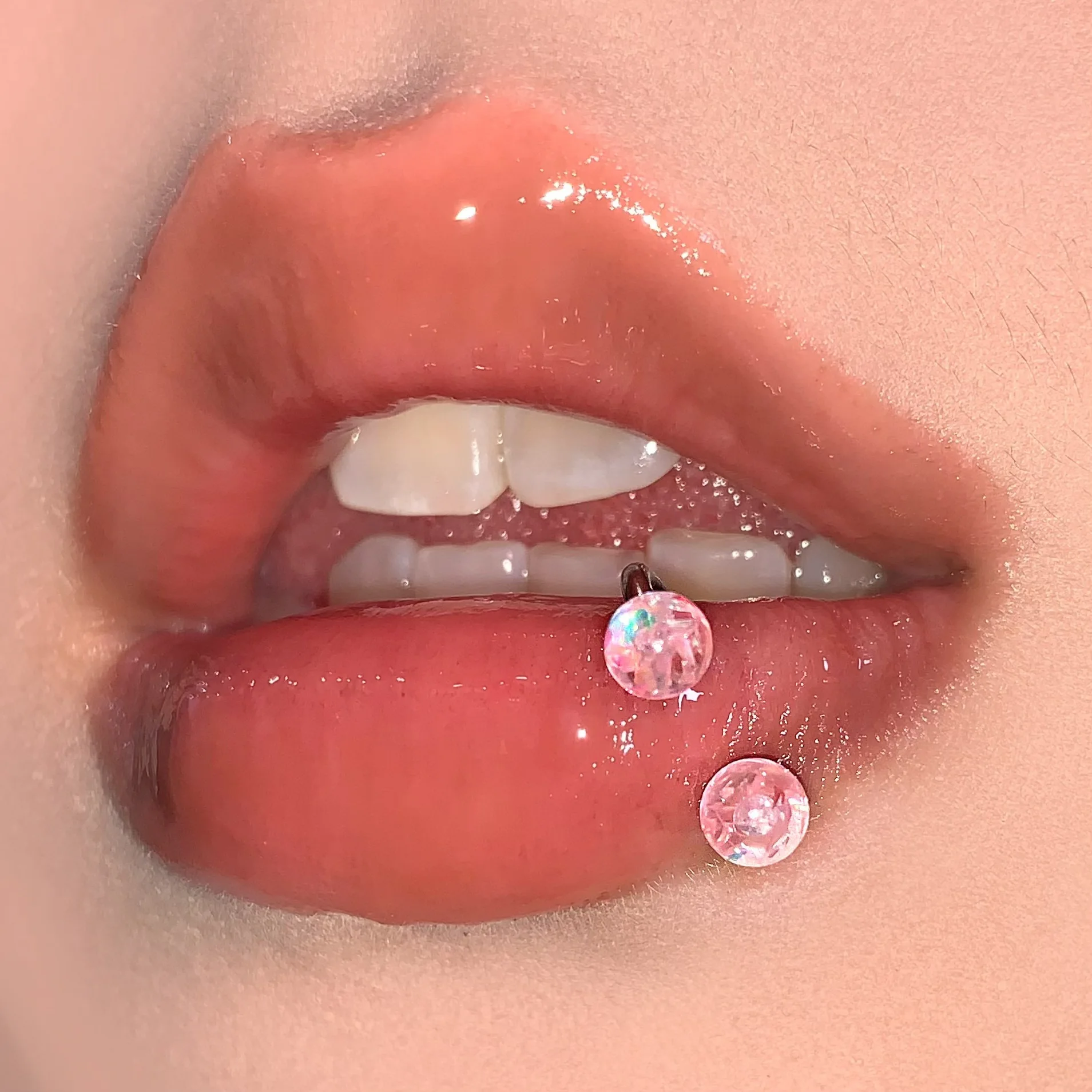 Shiny Acrylic Lip Ring 5 Colors Stainless Steel C Ring Nose Rings External Thread Girl Earring Puncture Jewelry