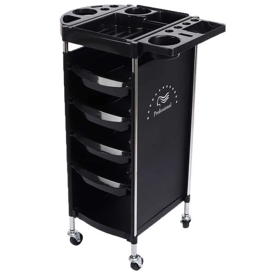 Wholesale Hairdressing Tool Salon Trolley Hair Coloring Storage Car With Wheel Hair Dryer Holder with Drawers