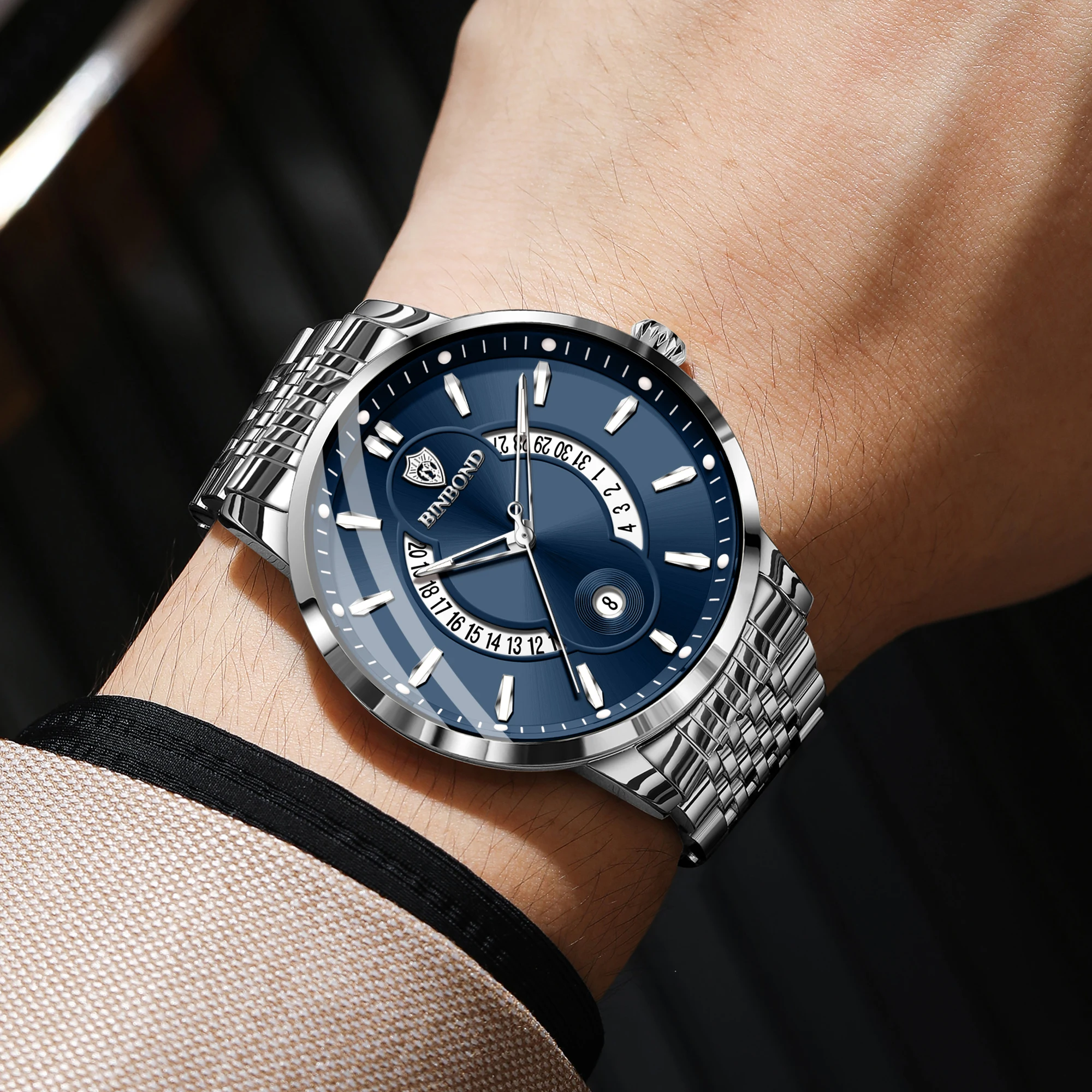 BINBOND 오리지널 발광 방수 오토 데이트 남성용  - Luxury Watch Organizer 리뷰 및 가격