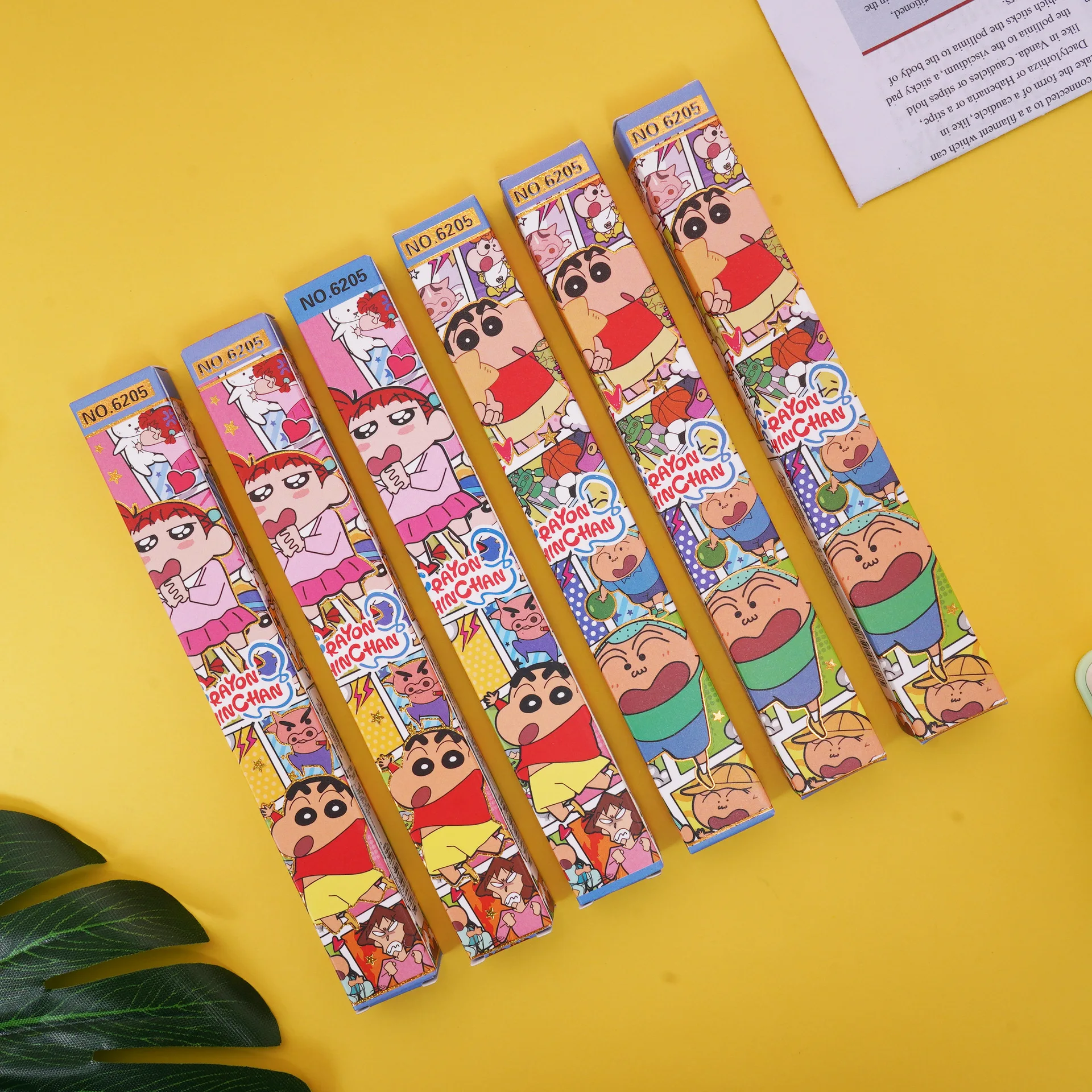 6pcs Crayon Shin Chan Press Gel Pens Blind Box 0.5mm Balck Signature Pen kawaii Stationery Anime School Supplies Creative Gifts