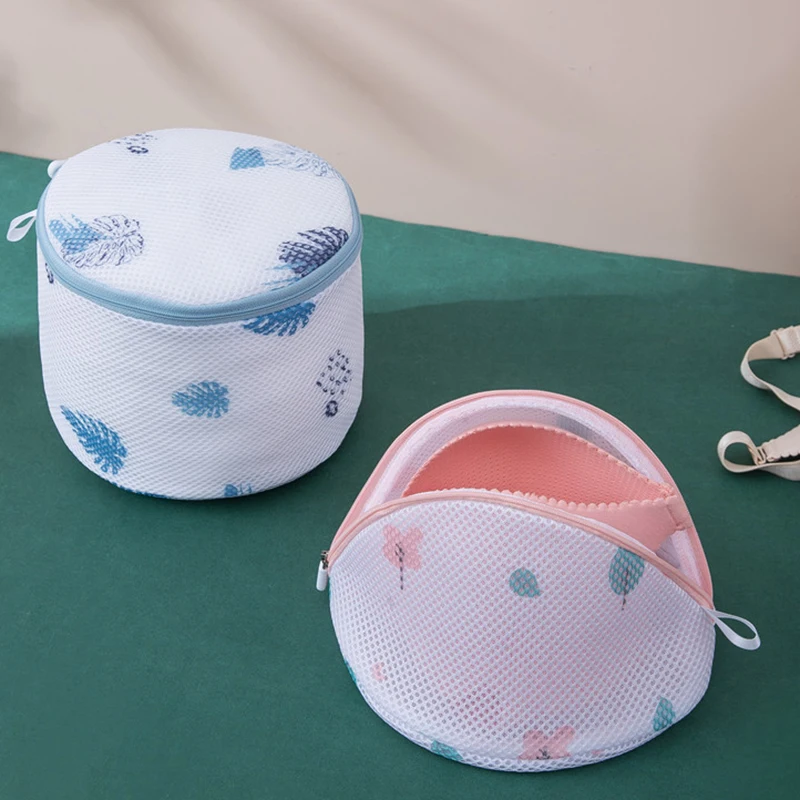 Printed Bra Laundry Bags Thicken Sandwich Fabric Bra Cylinder Storage Bag Silicone Gasket Fixed Bra Protection Washing Bag New 