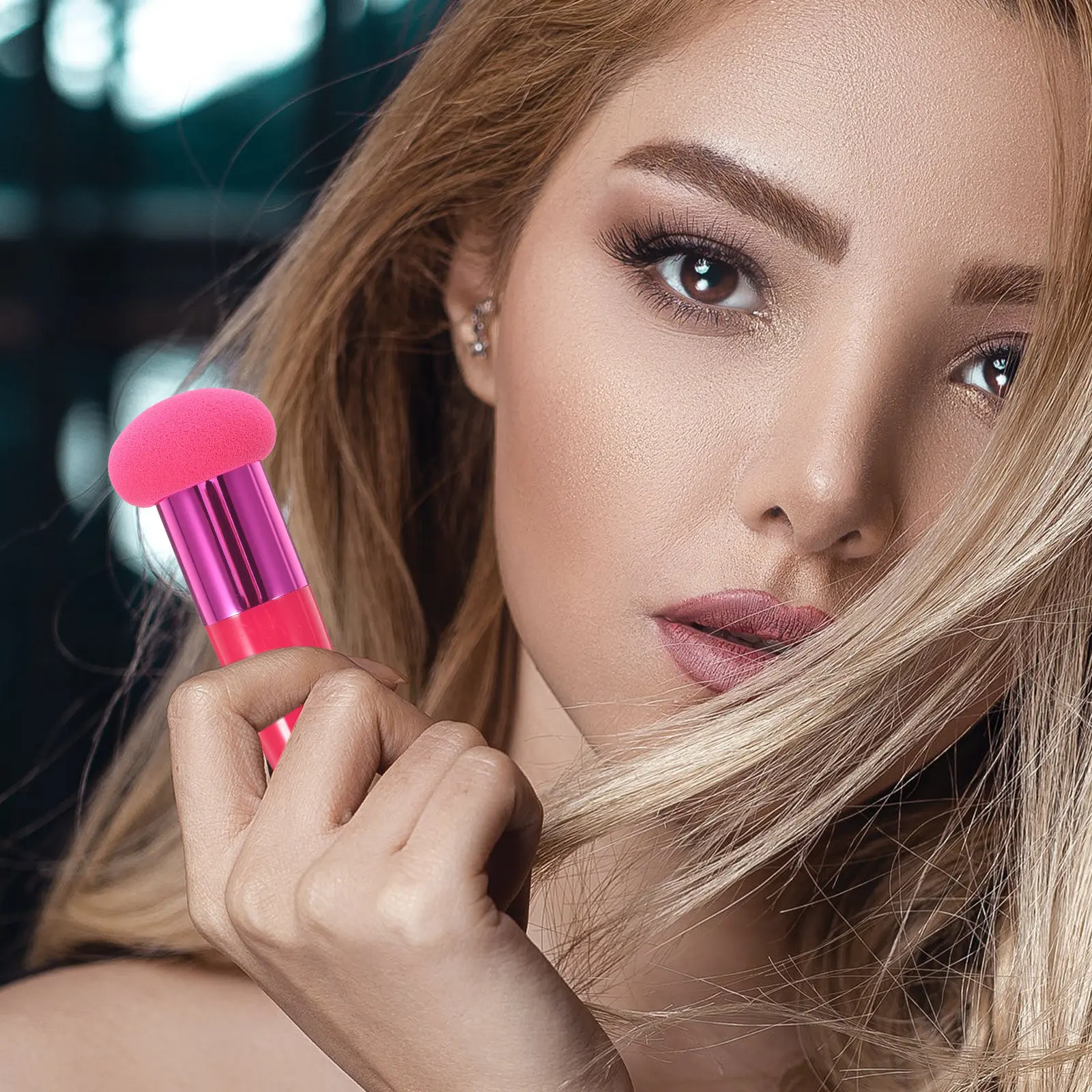 3Pcs Water Droplet Shaped Sponge Set Red Blue Skin Tone Makeup Brush Lollipop Foundation Concealer Powder Puff PU Pouch