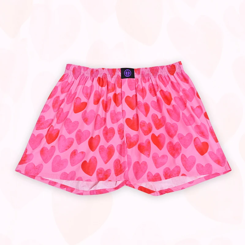 7 Kind Hearts Pattern Pure Cotton Shorts Underwear Pattern For Men Women Comfortable Nighttime Sleeping Breathable Panties