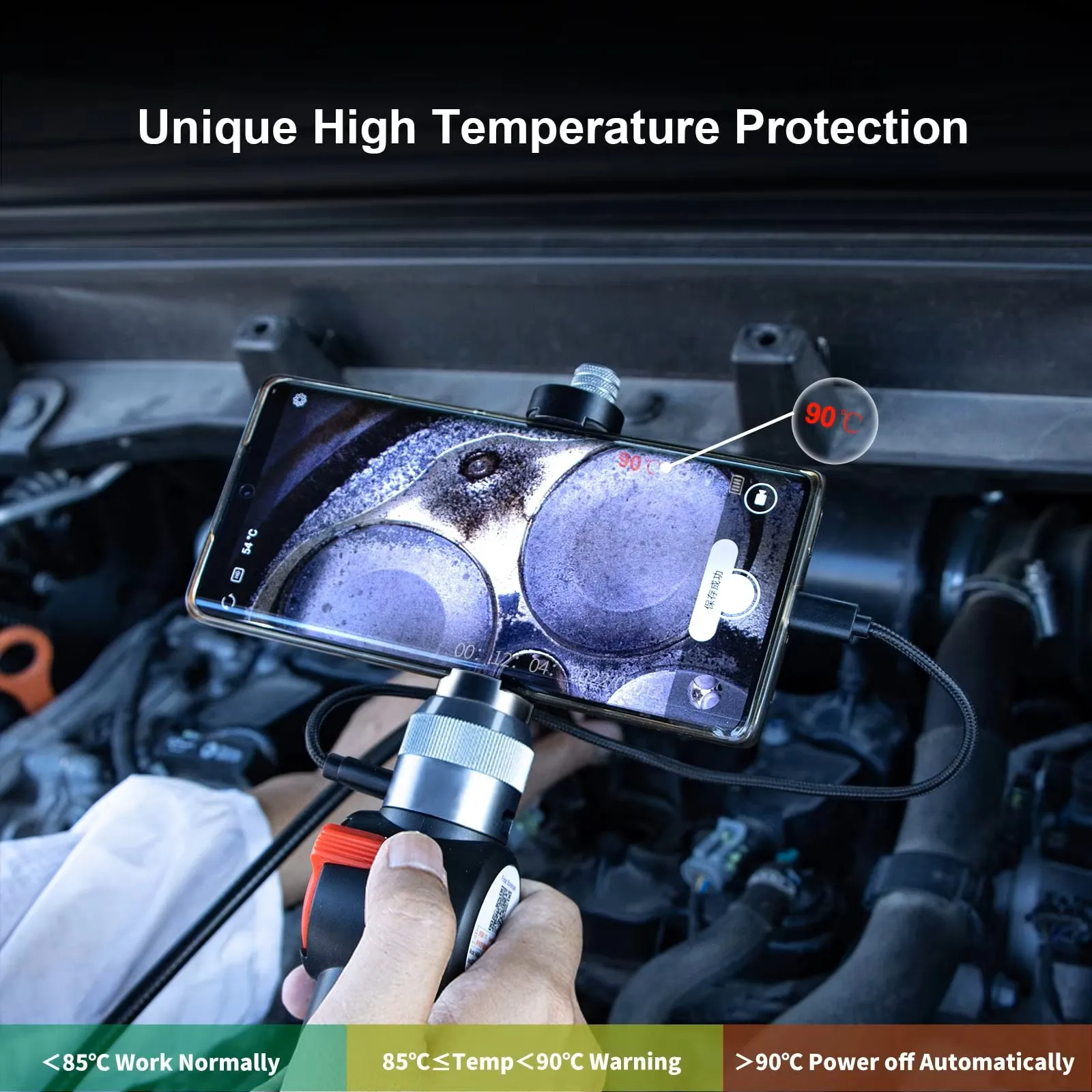 Ralcam 2-Way Articulating Borescope، كاميرا المنظار عالية الدقة 6.2 مم 1080 بكسل مع 6 مصابيح LED، كاميرا فحص صناعية لنظام IOS وAndroid