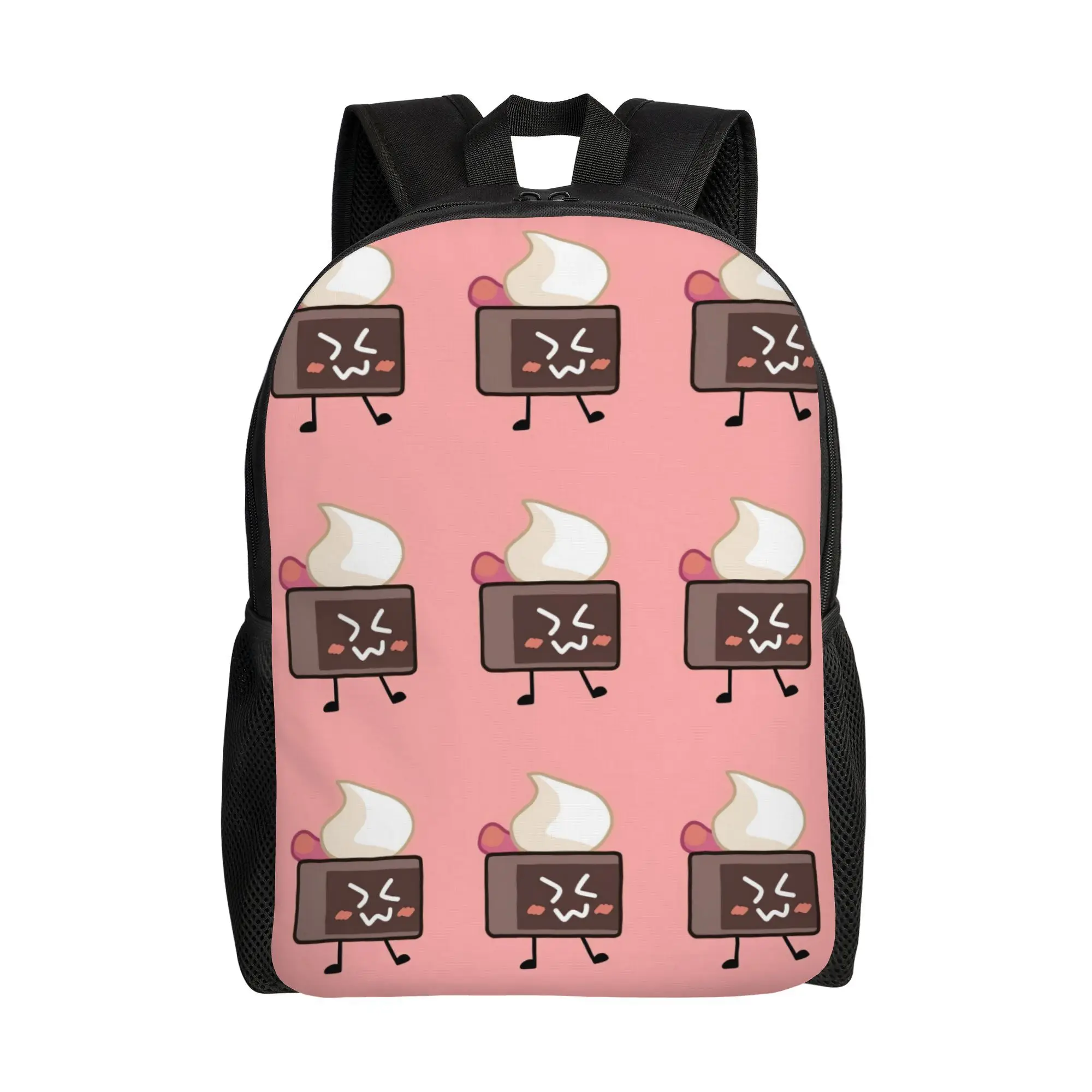 Mochila minimalista de una sola capa con pegatinas de pasteles Bfb, perfecta para ir a cafeterías, tomar clases o explorar la ciudad.