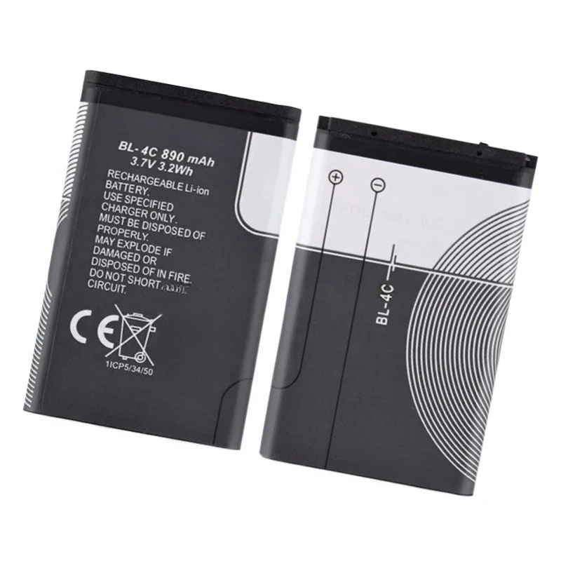 Replacement Mobile Phone Battery BL-4C 3.7V 890mAh Lithium-ion Batteries for Nokia 6170 6300 6301 7705 6100 6125 6136  7200