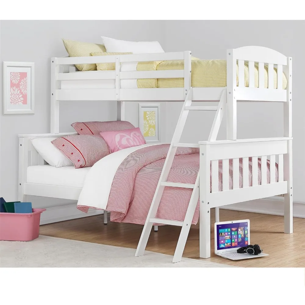 Converteerbaar Houten Stapelbed, Stapelbare En Afneembare Bedframes Voor Kinderen En Tieners, Met Schuine Ladder, Hoge Vangrail