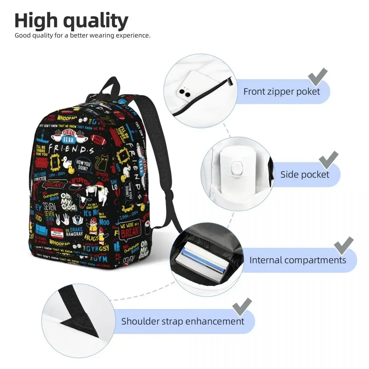 Series Casual Backpack Outdoor High School Hiking Travel American Rachel Daypack Men Women Laptop Shoulder Bag