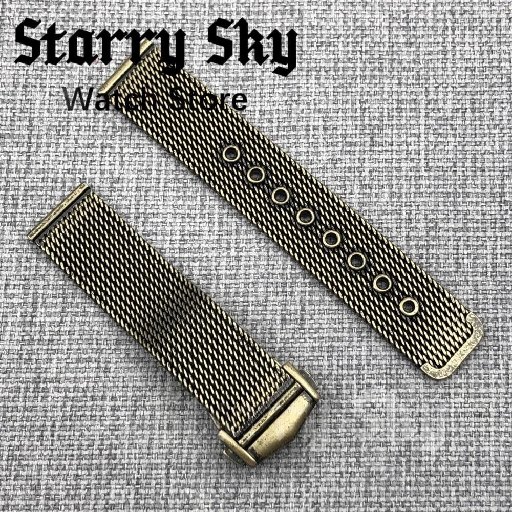 Starry Sky New 20mm Silver/Rose Gold/Black/Bronze Stainless Steel Mesh Watch Strap Watch Parts Metal Wristband Watch Accessories