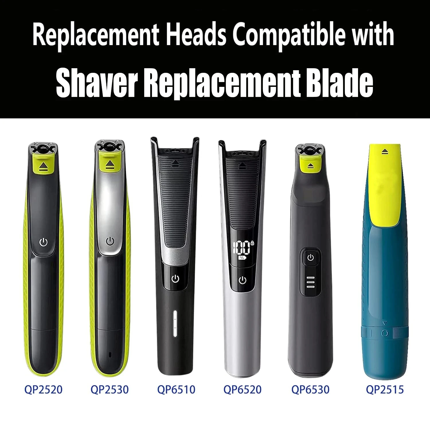 10PCS Shaver Replacement Blade ＆ Nose Hair Trimmer Replacement Heads for OneBlade QP2520 QP2630 QP6510 Beard Trimmer