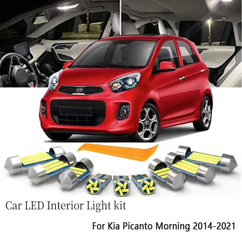 7Pcs For Kia Picanto Morning 2014-2017 2018 2019 2020 2021 Car LED Interior Light Bulb Kit Reading Map Plate Trunk Indoor Lamp
