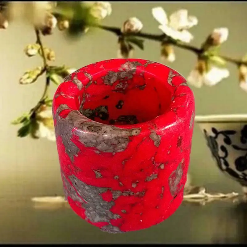 Natural Chinese Chicken Blood Stone Finger Banzhi  Gemstone Jewelry Collectible Item