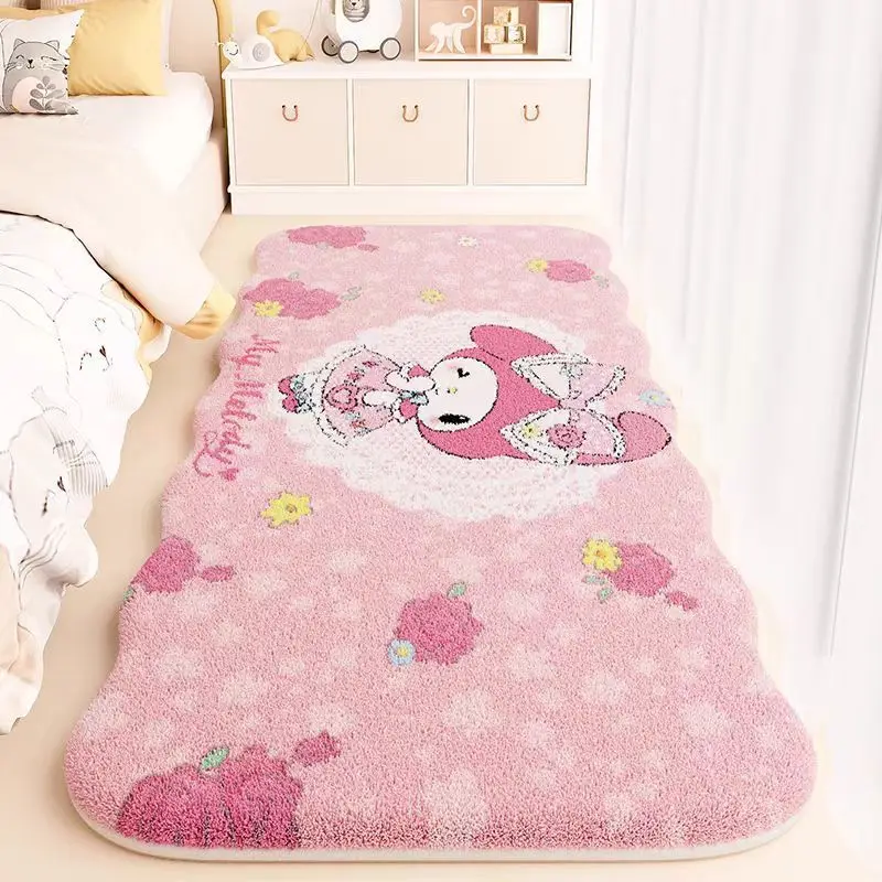 Sweet Hello Kitty My Melody Anime Kawaii MINISO Bed Mat Cute Kuromi Bedroom Children Coffee Table Rug Foot Cushion Gifts Toys