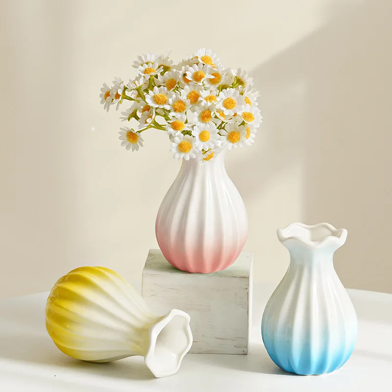 

Gradient Ceramic Vase European-style Lego Building Blocks Water-raised Flowers Dried Flowers Flower Flower-arranging Ornaments