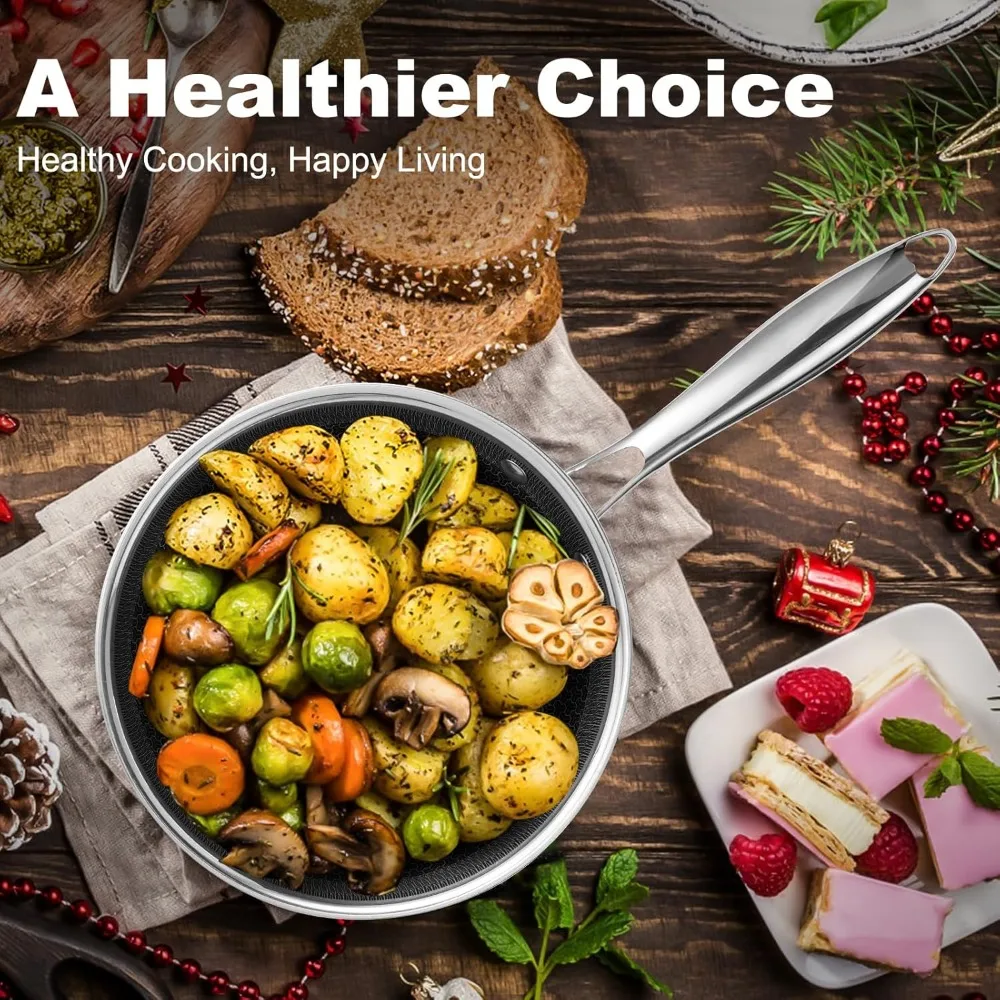 

12 Inch Non-Stick Frying Pan Set with Glass Lid, PFOA-Free Healthy Cookware, Dishwasher & Oven Safe, Induction Compatible