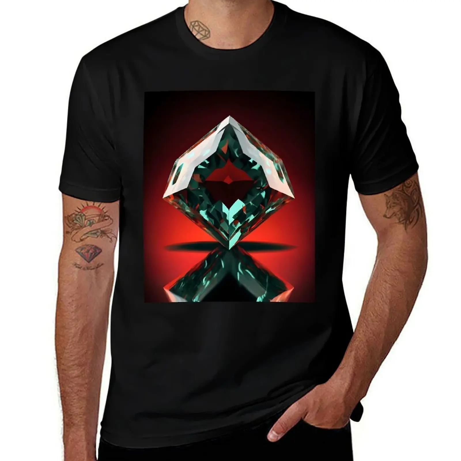 Beautiful Emerald Stone With Light T-Shirt Big Size Simple T-Shirt