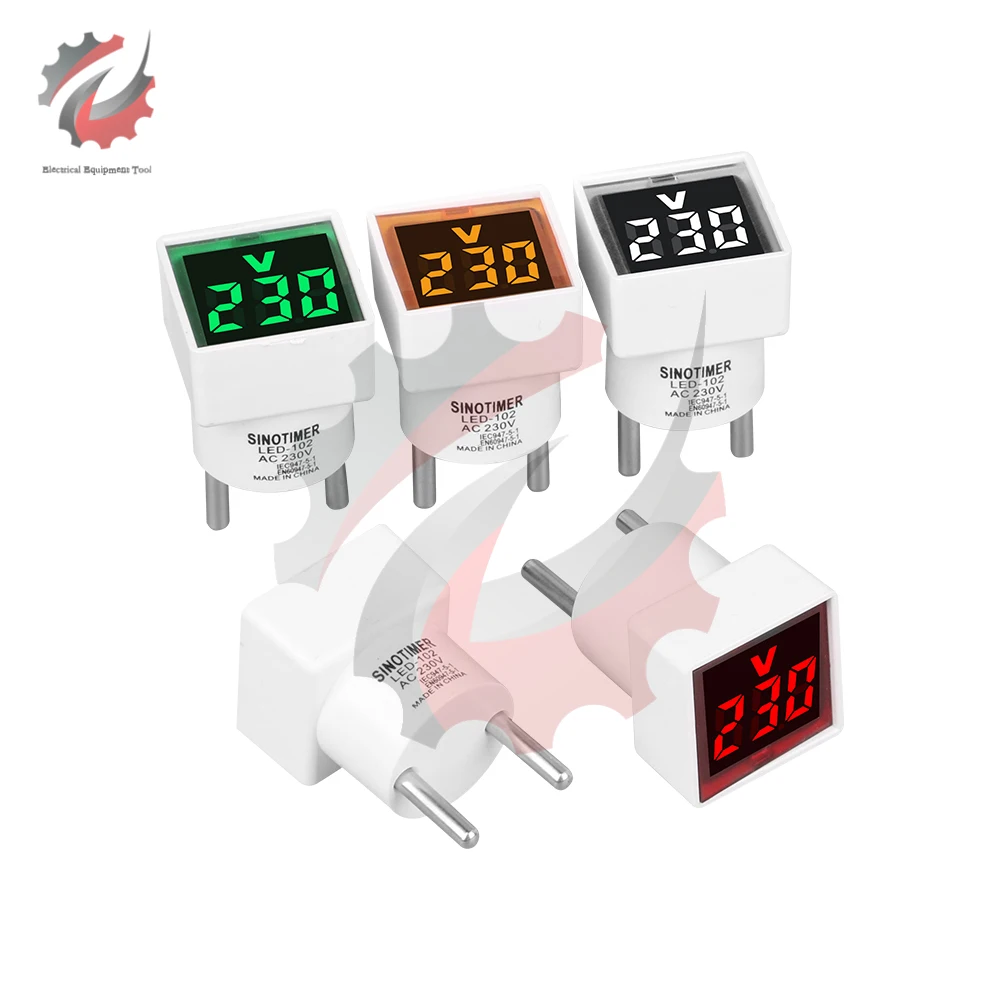 AC 220V/230V Mini woltomierz cyfrowy wtyczka typu EU Tester napięcia cyfrowy wyświetlacz LED wskaźnik Monitor napięcia 50-500V