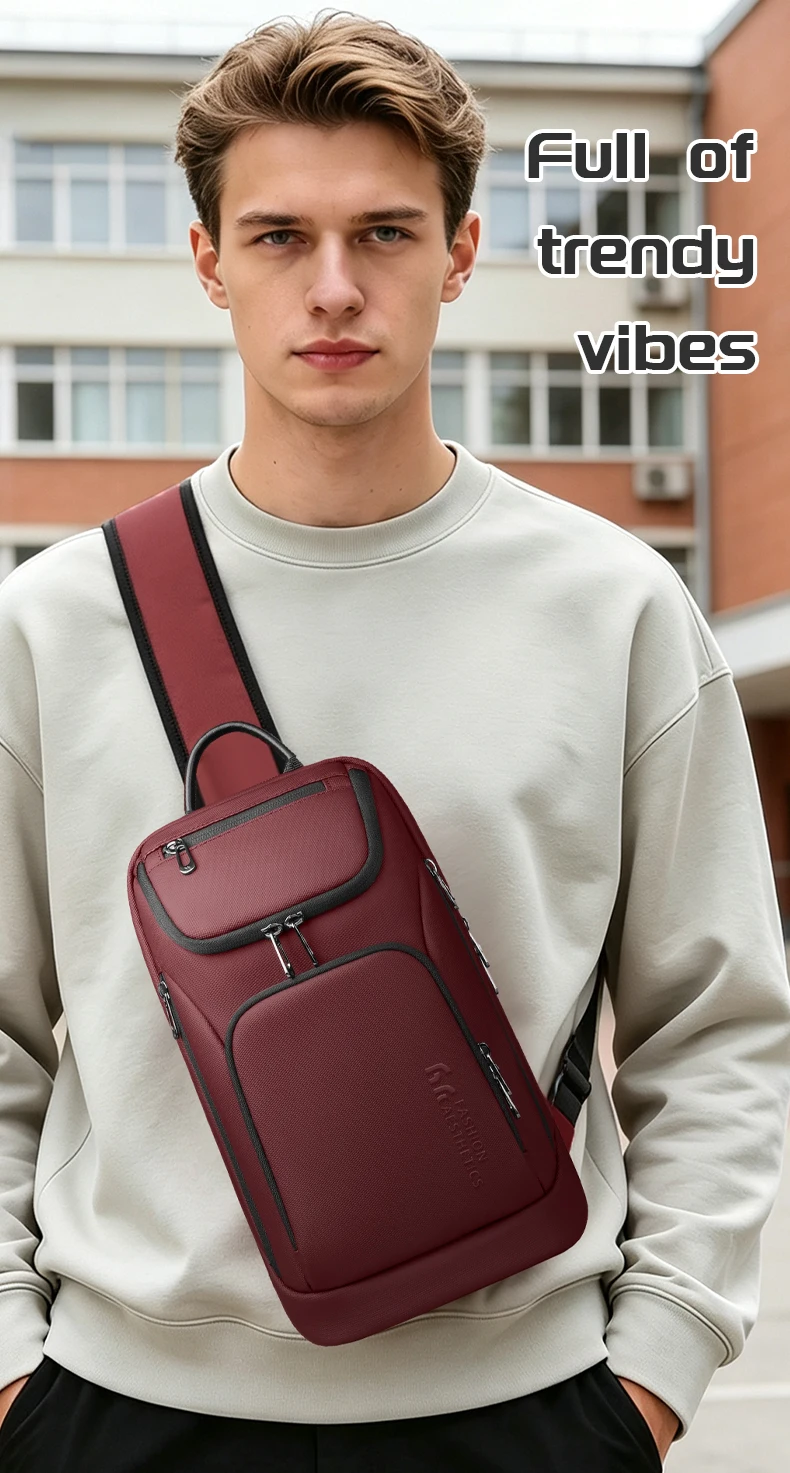 HK Multifunctional Business Chest Bag Waterproof and Scratch-Resistant Men’s Bag Lightweight High-End Fashionable Shoulder Bag