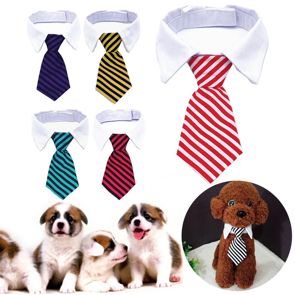 Dog Formal Necktie Tuxedo Bow Tie Striped Collar Pet Grooming Supplies Medium Large Dogs Cat Puppy Accessories