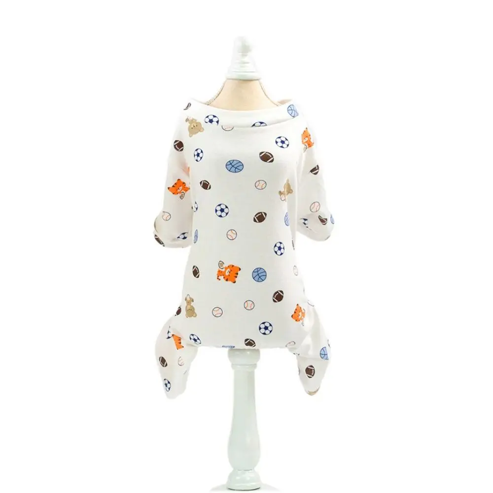 

Pet Four Leg Clothing Cartoon Puppy Dog Pajamas Comfortable Cotton Dog Jumpsuit Soft Puppy Rompers Autumn