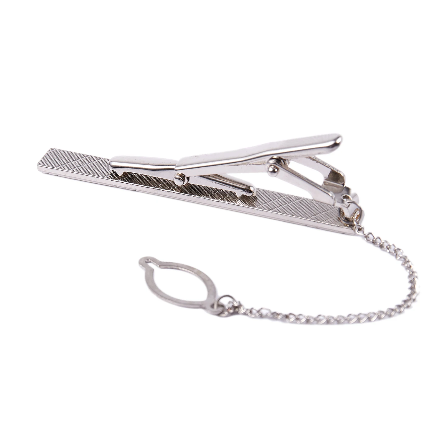 Mens Plain Silver Chrome Stainless Steel 6CM Standard Tie Clip Clasp Bars Pins