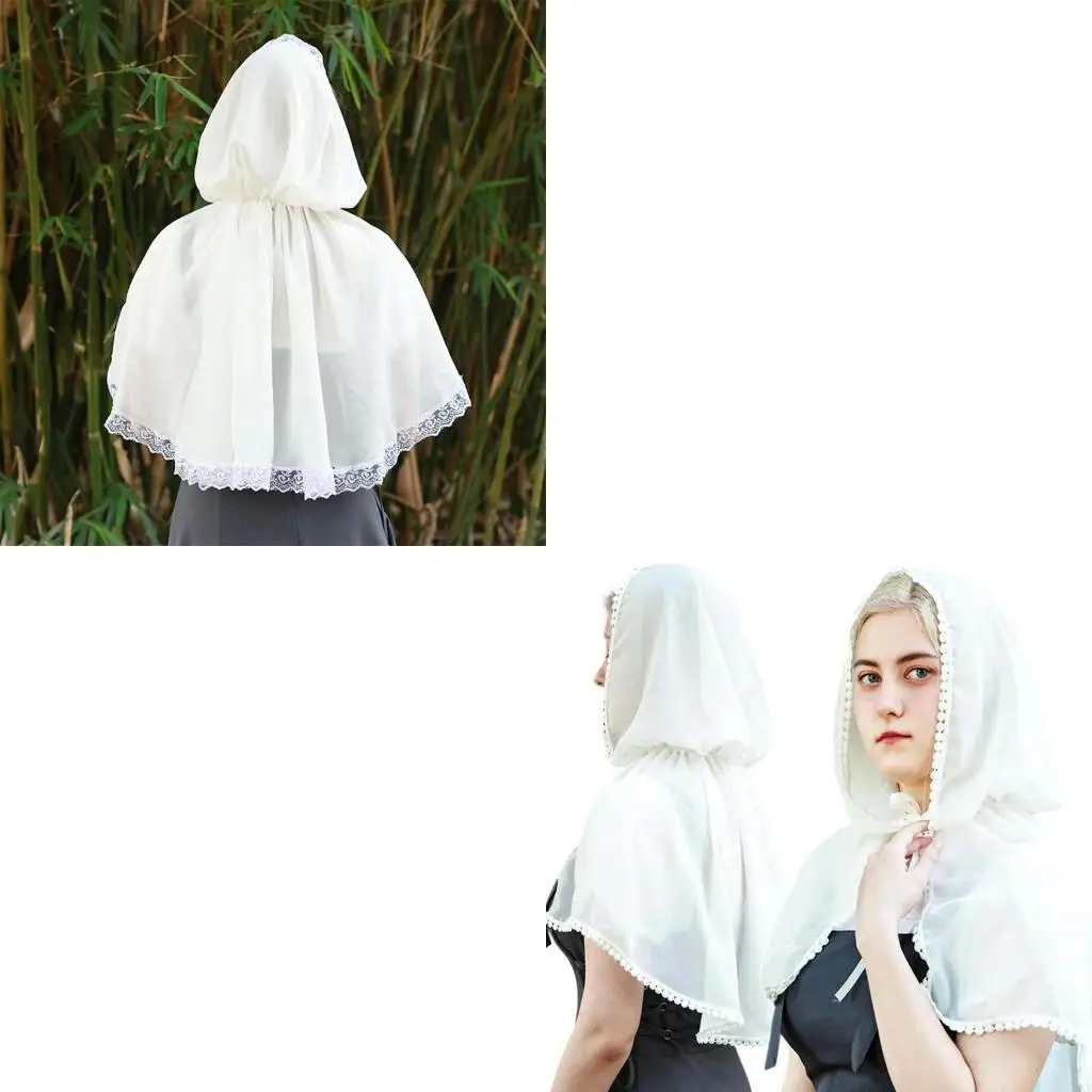 

72XE Stylish Scarf Embroidery Headpiece Veil For Church Or Outdoor Wedding Occasion