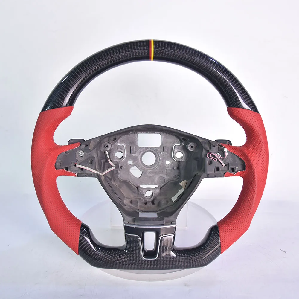 

Striking Red Leather Carbon Fiber Steering Wheel For Volkswagen CC Passat