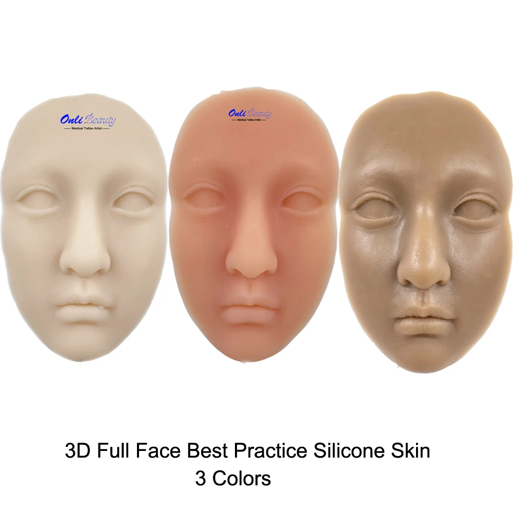 

New Nude 3D Realistic Full Face Best Practice Silicone Skin for Permanent Makeup Artists 3 Colors