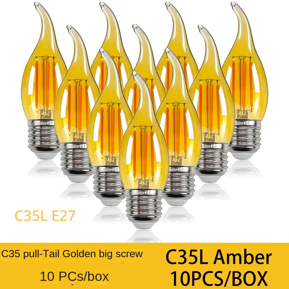 10 個 LED 電球フィラメントキャンドルランプ C35 E14 E12 E27 4