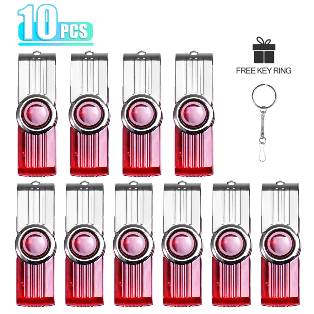 

JASTER 10 PCS LOTE USB Flash Drive 128GB Free Key Chain Memory Stick 64GB Rotatable Pen Drive 32GB Red U Disk 16GB Black Purple