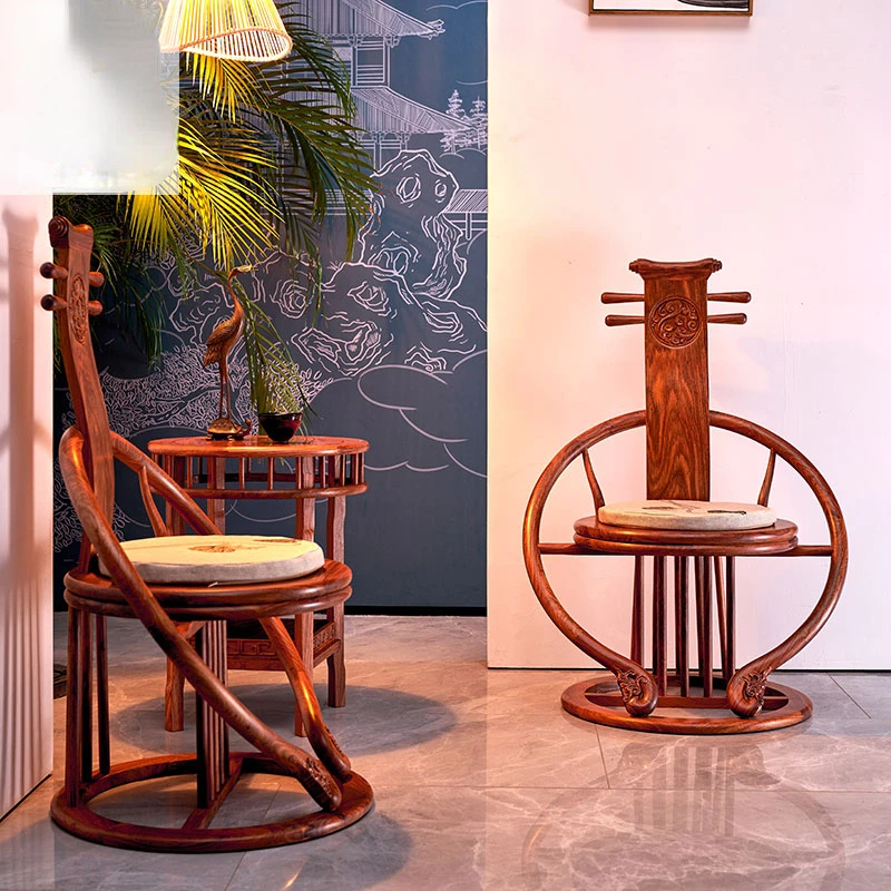 

Red wood balcony chair set of three pipa chairs, hedgehog red sandalwood leisure chairs