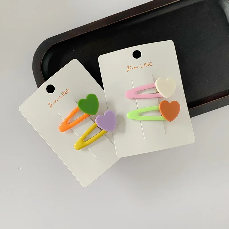 2 قطعة/المجموعة مقاطع الشعر طفل اللون الفتيات القلب دبابيس الشعر أغطية الرأس الطفل باريت دبوس الأطفال دبابيس الشعر إكسسوارات الشعر hogmentefinnfinnfinn