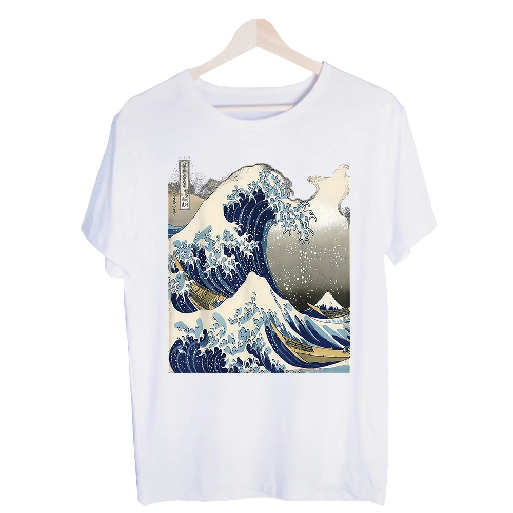 Men's Ocean Wave Graphic Tee, Short Sleeve Crew Neck T-Shirt for Artistic Casual and Summer Outfits