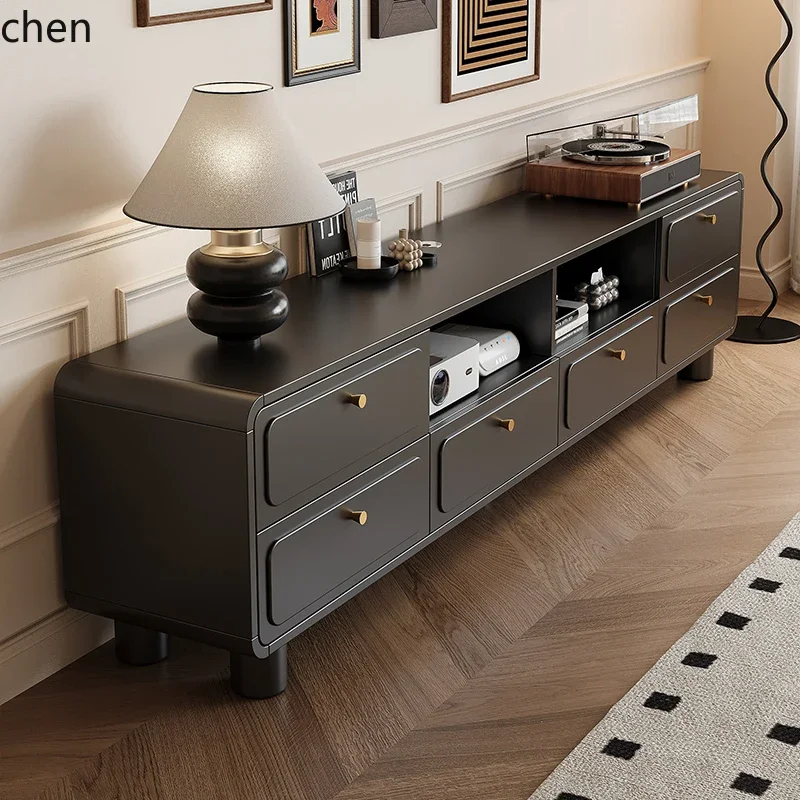 

YFY living room new retro style tall black TV cabinet small apartment storage cabinet home decor