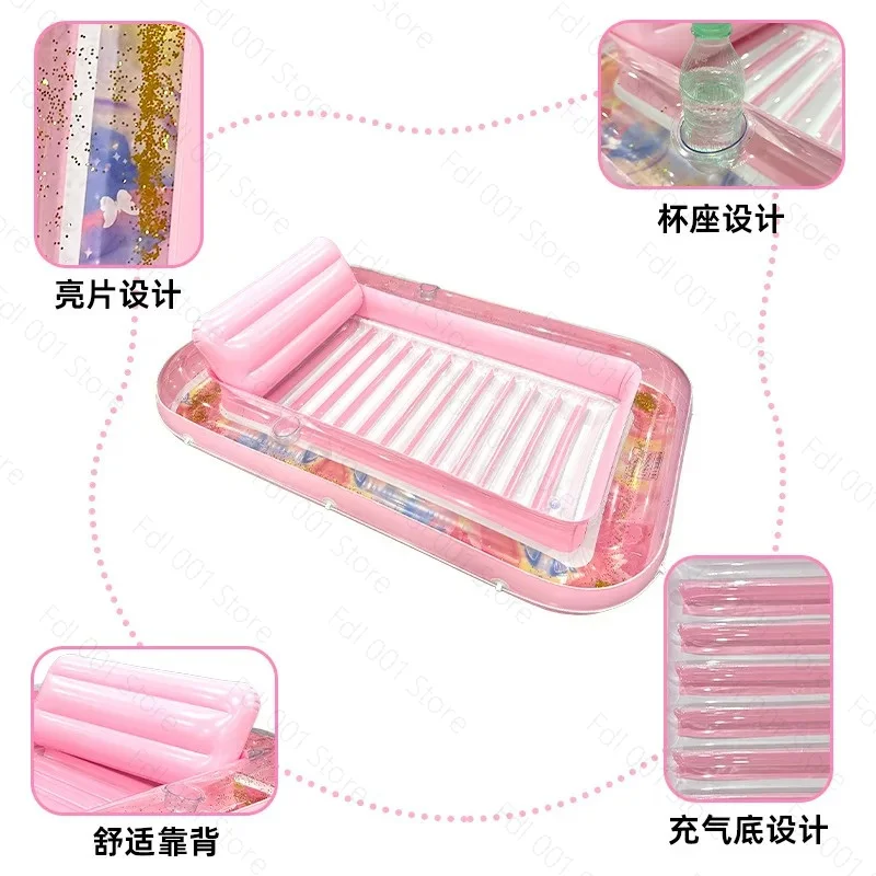 Large Thickened Inflatable Pool Float Water Floating Bed Sunbathing Tanning Lounge for Swimming Pool Entertainment