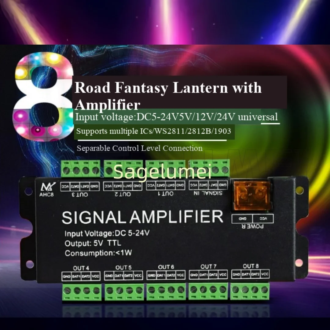 

Led Signal Amplifier 8 Ports Output SPI TTL signal synchronizer LED amplifier 4CH 8CH For WS2811/2812B/WS2815/WS2813 Led Strip