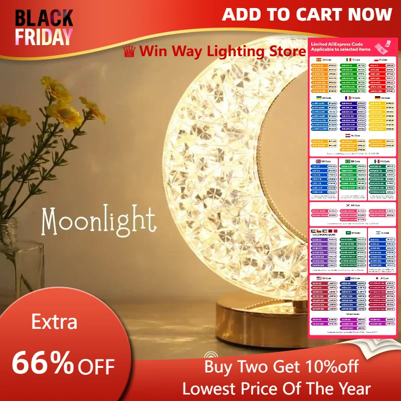 Bedroom Crystal Touch Dimming Night Light Girls Room Home Decor Aesthetics USB Bedside LED Ambient Table 3d Moon Lamp