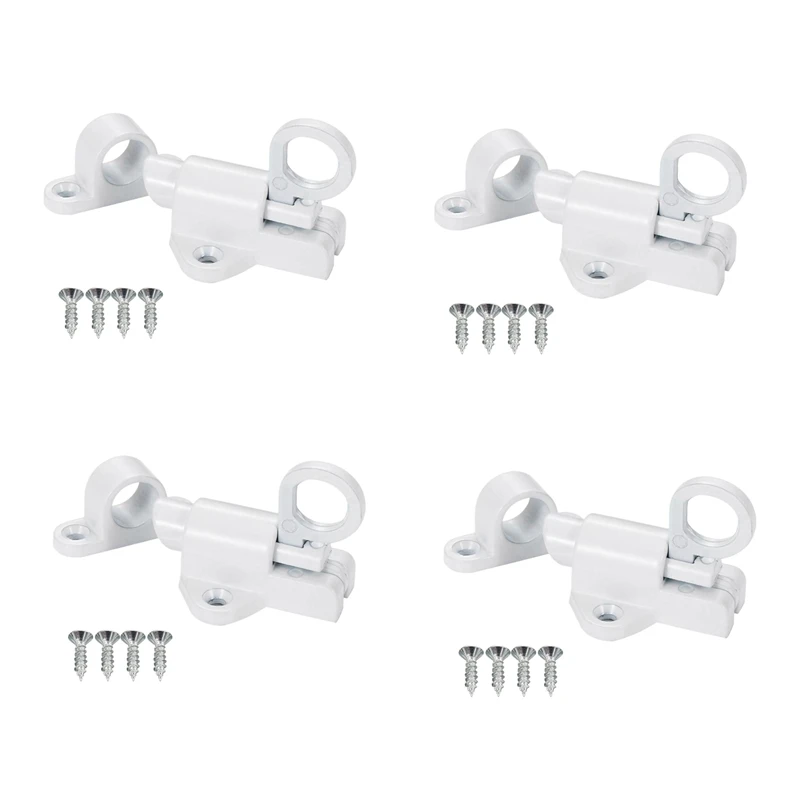 

4X Aluminum Alloy Security Automatic Window Gate Lock Spring Bounce Door Bolt Latch, White